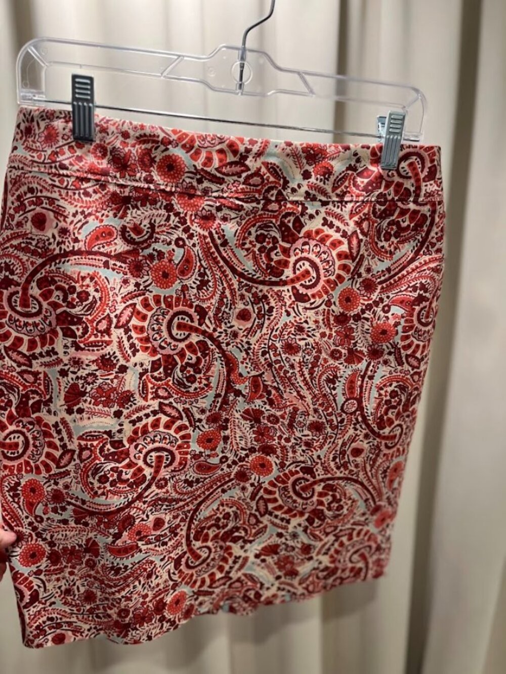 Loft Red and Mint Green Unlined Pencil Skirt Size 10